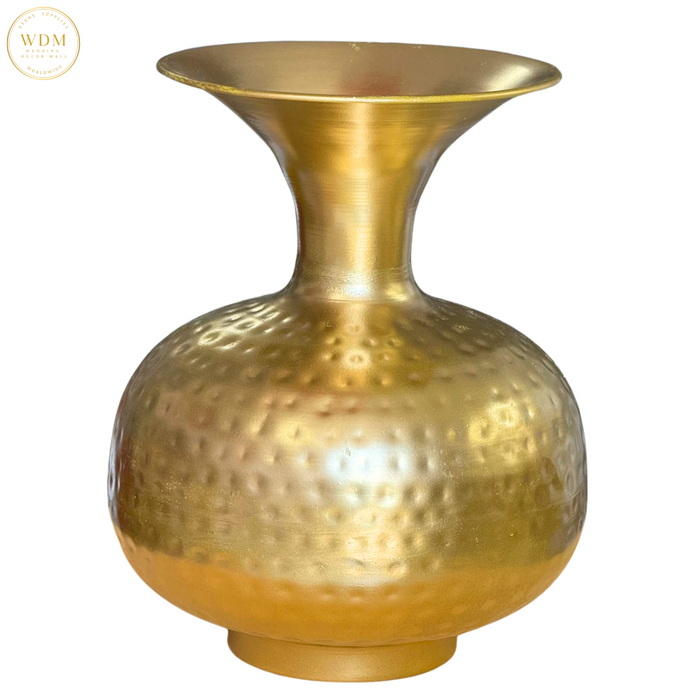 Artisan Hammered Gold Metal Vase