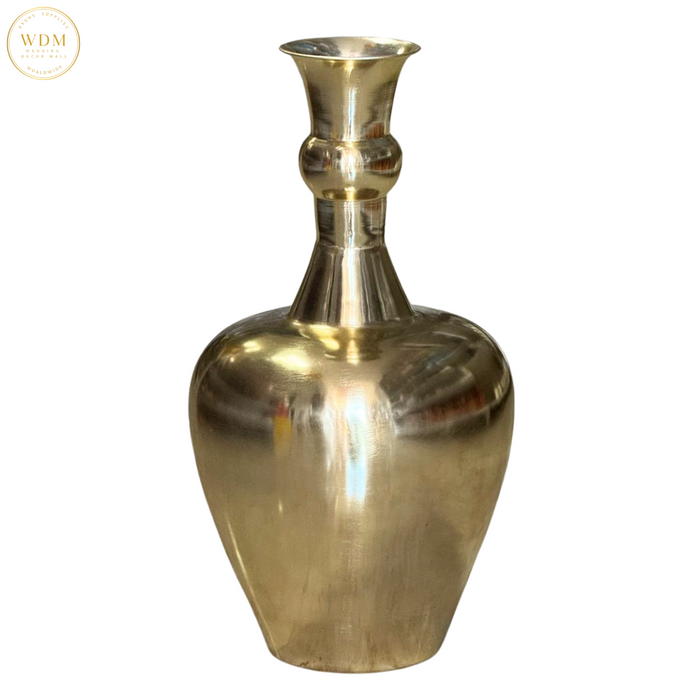 Brass-Finished Metal Vase with Architectural Neck