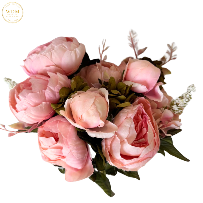 8 Head Silk Peony Bunch with 5 Heavy Fillers
