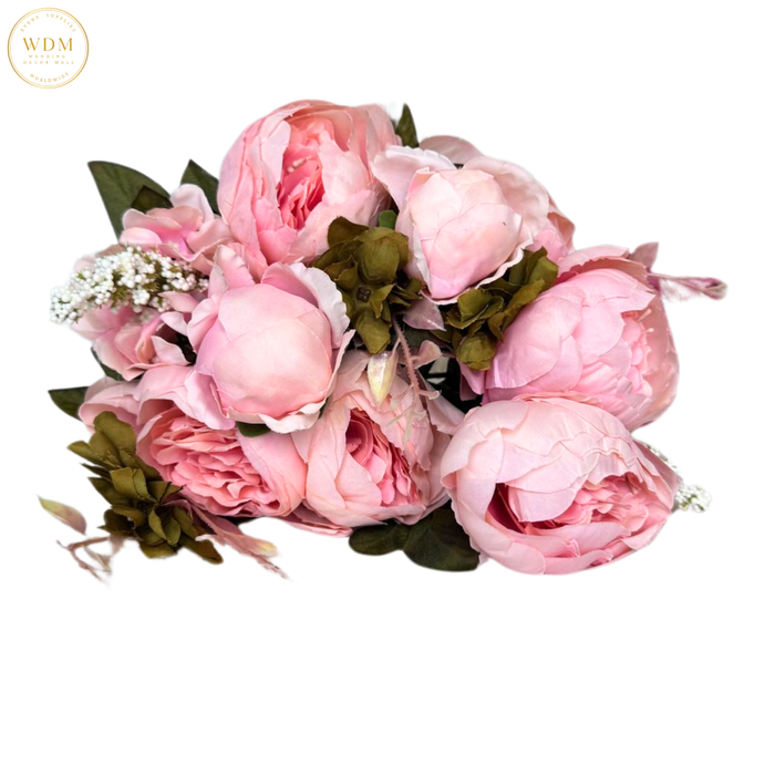 8 Head Silk Peony Bunch with 5 Heavy Fillers