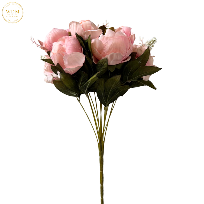 8 Head Silk Peony Bunch with 5 Heavy Fillers