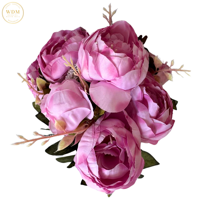 8 Head Silk Peony Bunch with 5 Heavy Fillers