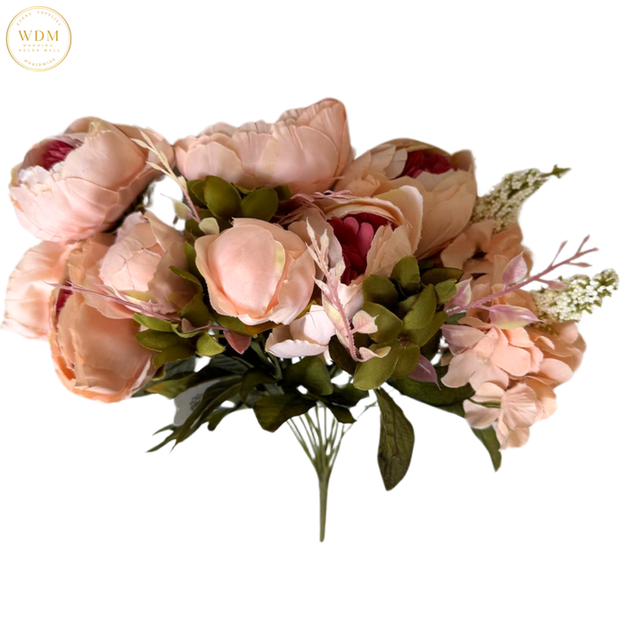 8 Head Silk Peony Bunch with 5 Heavy Fillers