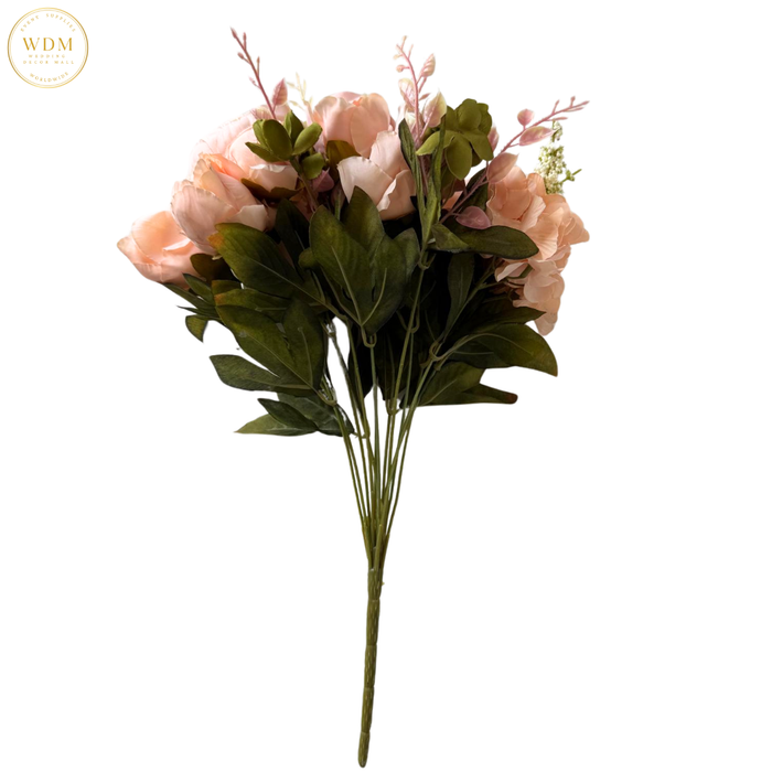 8 Head Silk Peony Bunch with 5 Heavy Fillers