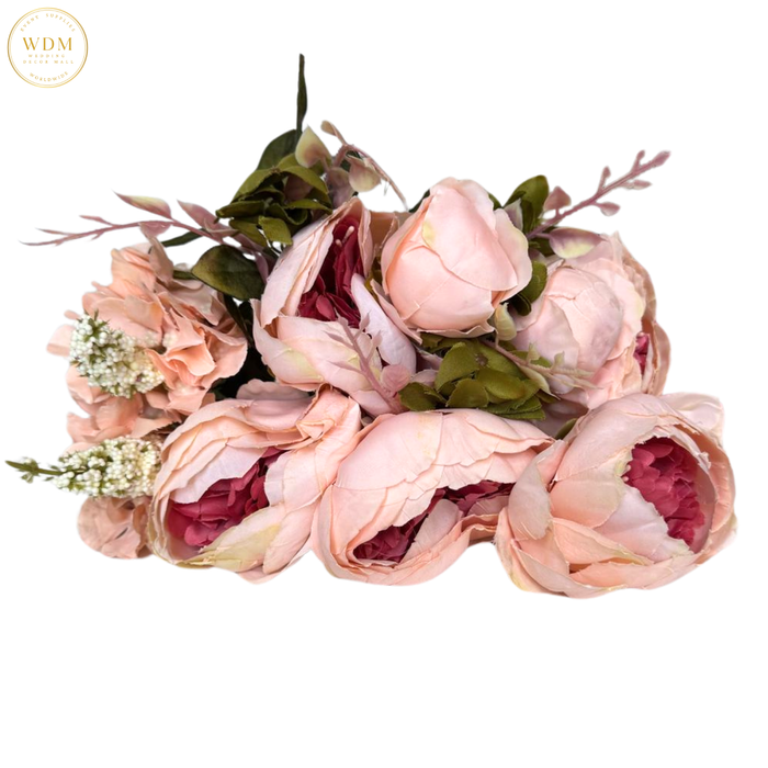 8 Head Silk Peony Bunch with 5 Heavy Fillers