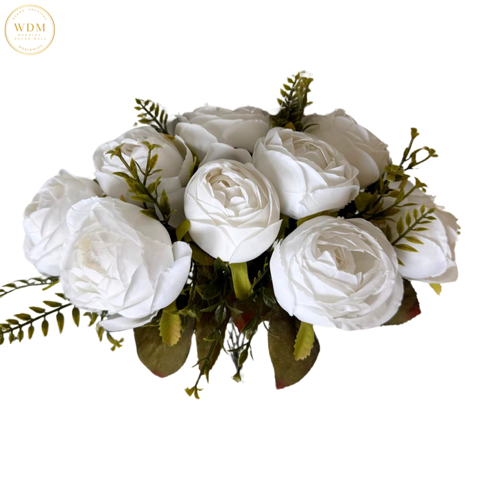 9-Head Peony Bunch with Green Fillers