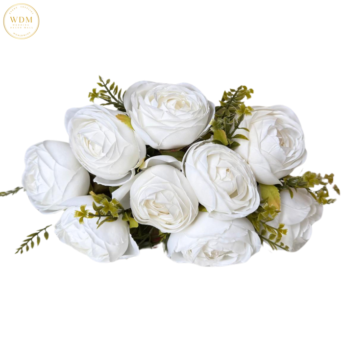 9-Head Peony Bunch with Green Fillers