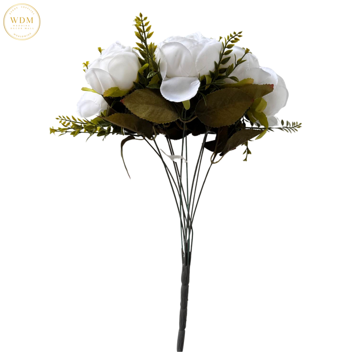 9-Head Peony Bunch with Green Fillers