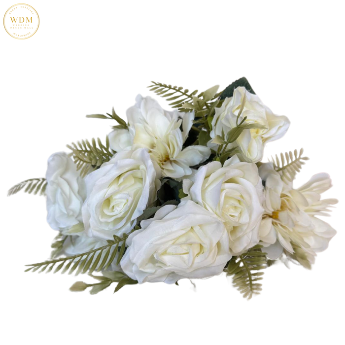 6-Head Silk Rose Bunch with 3 Floral Fillers