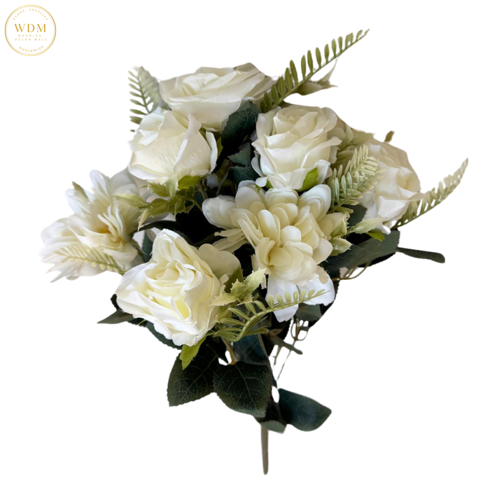 6-Head Silk Rose Bunch with 3 Floral Fillers