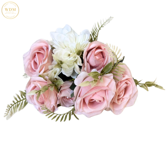 6-Head Silk Rose Bunch with 3 Floral Fillers