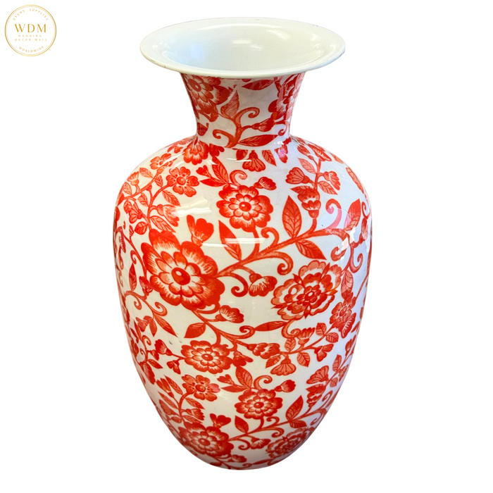 Floral Print Metal Pot/Vase