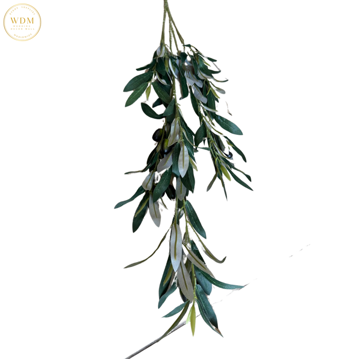 Green Artificial Olive Leaf Stem