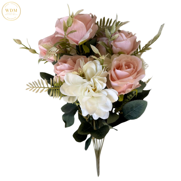 6-Head Silk Rose Bunch with 3 Floral Fillers