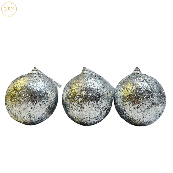 Silver Glitter Hanging Balls