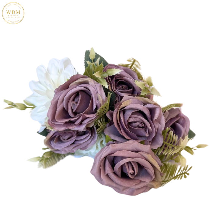 6-Head Silk Rose Bunch with 3 Floral Fillers