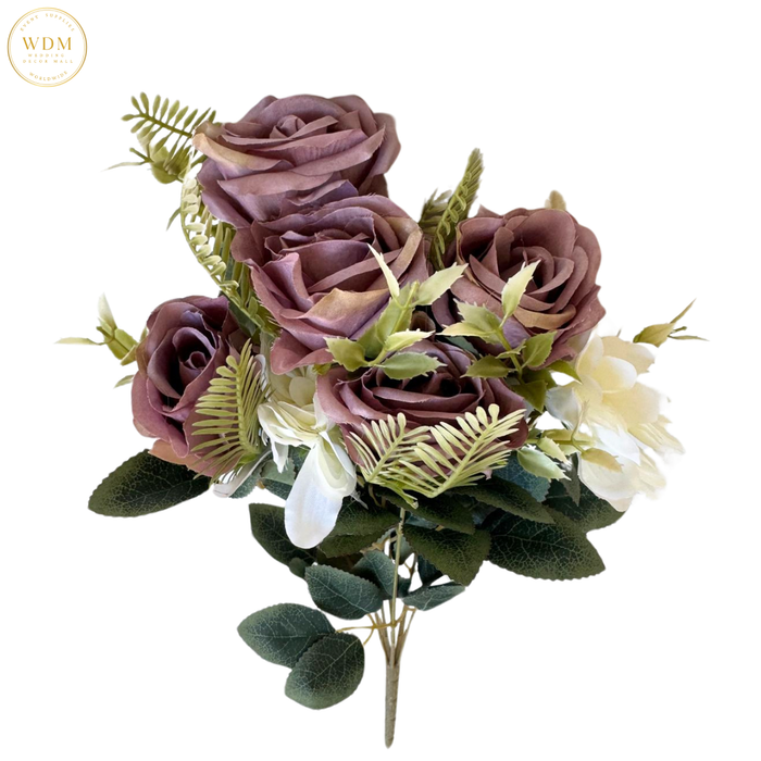 6-Head Silk Rose Bunch with 3 Floral Fillers