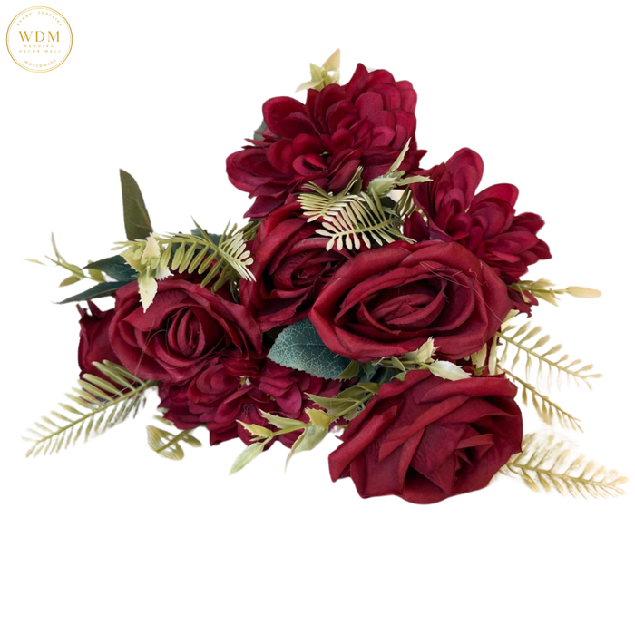 6-Head Silk Rose Bunch with 3 Floral Fillers
