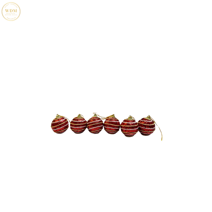 Red and Gold Striped Hanging Balls