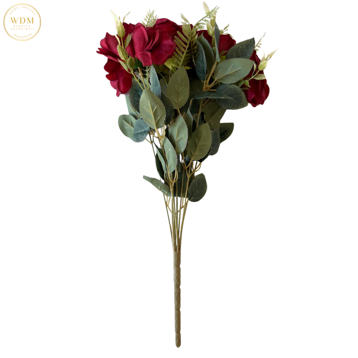 6-Head Silk Rose Bunch with 3 Floral Fillers