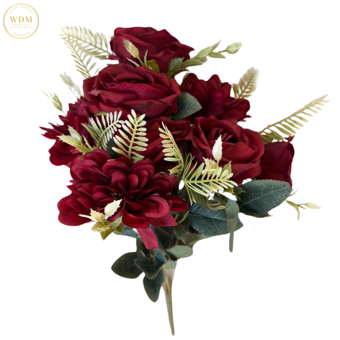 6-Head Silk Rose Bunch with 3 Floral Fillers