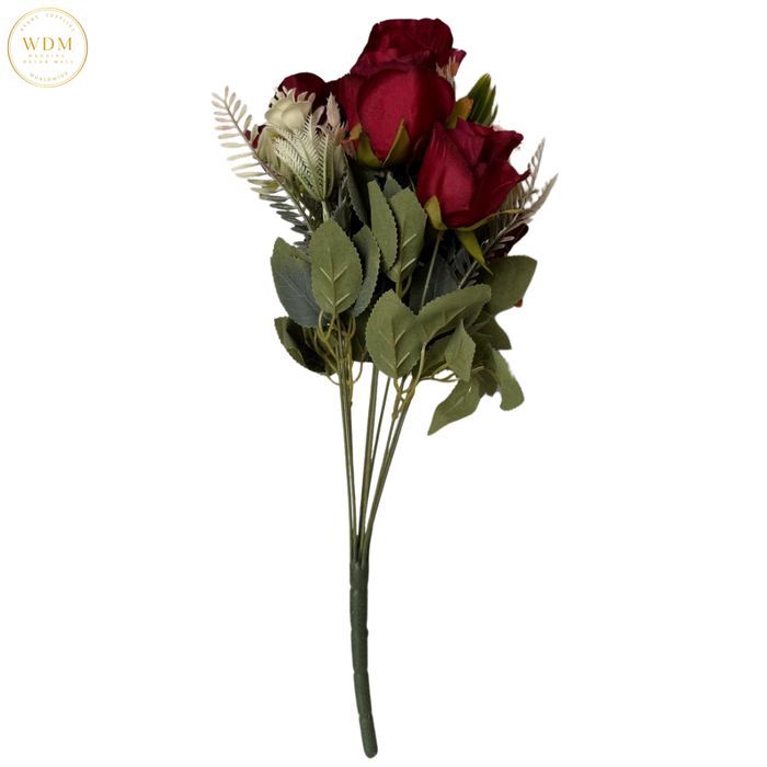 6 Head Rose & 3 White Bloom Mixed Bunch