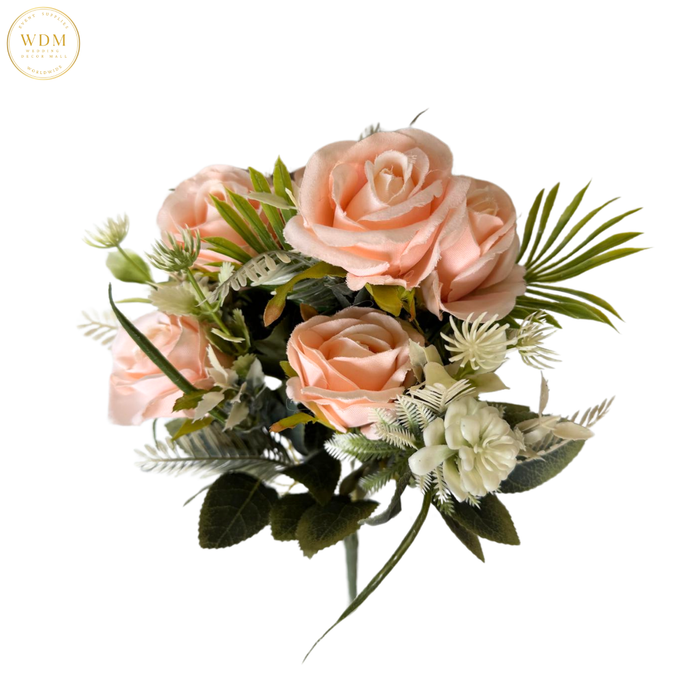6-Head Silk Rose Bunch with 3 Heavy Fillers