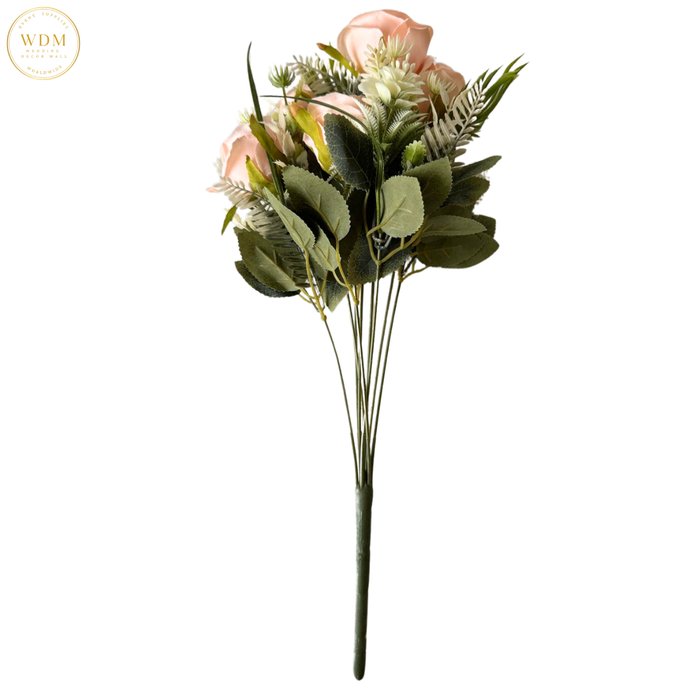 6-Head Silk Rose Bunch with 3 Heavy Fillers