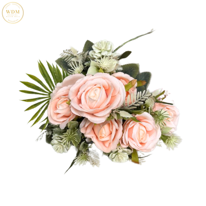 6-Head Silk Rose Bunch with 3 Heavy Fillers