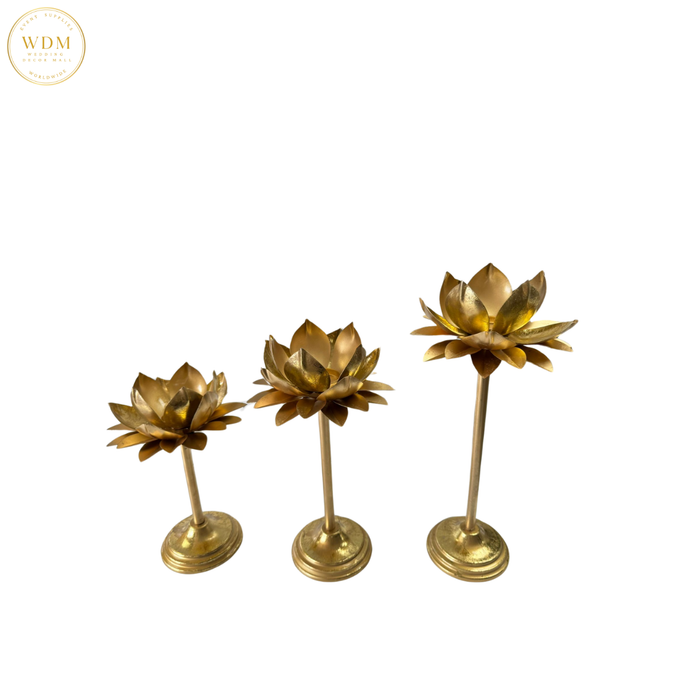 Gold Lotus Candle Holder (Set of 3)