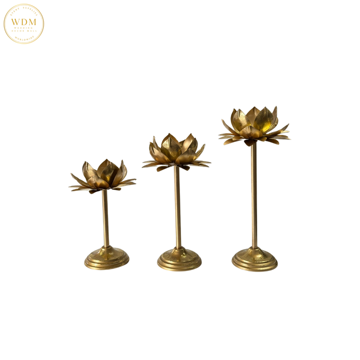 Gold Lotus Candle Holder (Set of 3)