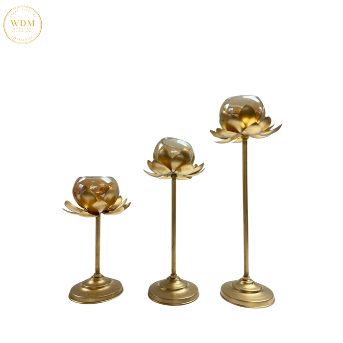 Gold Lotus Candle Holder (Set of 3)