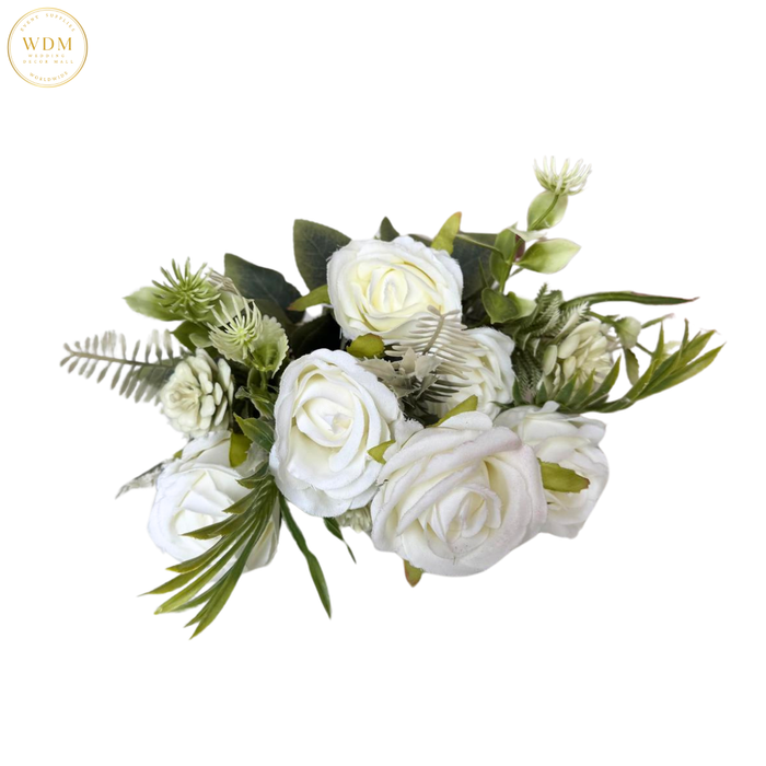 6-Head Silk Rose Bunch with 3 Heavy Fillers