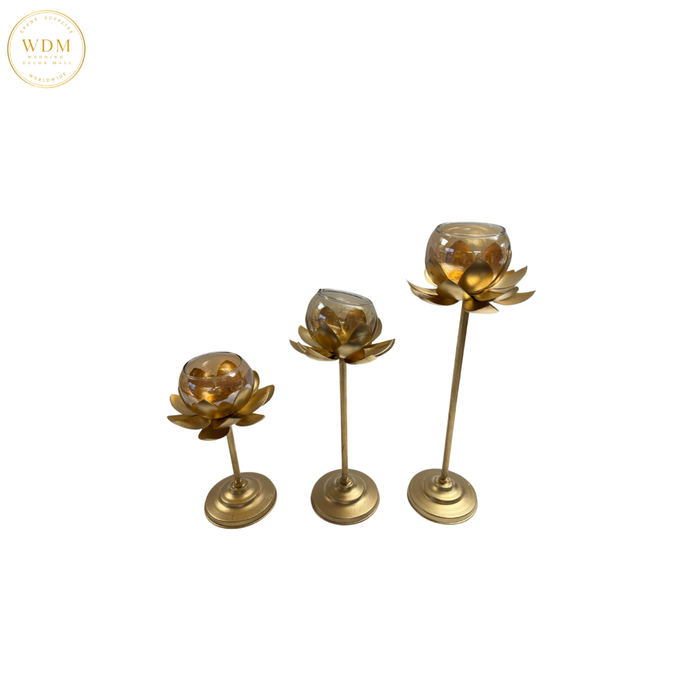 Gold Lotus Candle Holder (Set of 3)