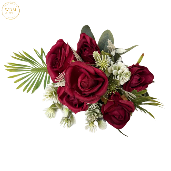 6-Head Silk Rose Bunch with 3 Heavy Fillers