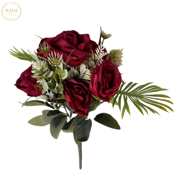 6-Head Silk Rose Bunch with 3 Heavy Fillers