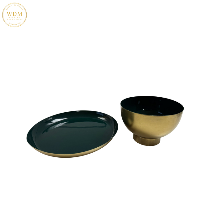 Metal Bowl & Tray Set