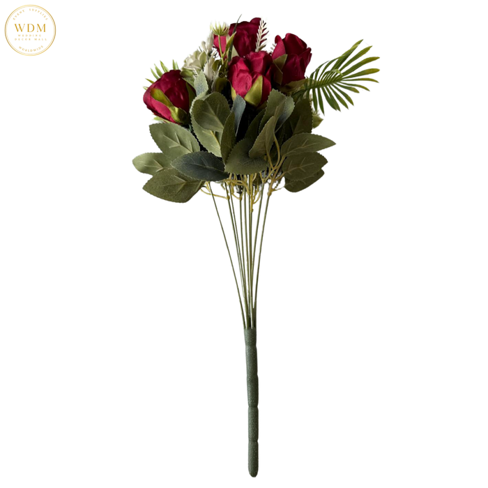 6-Head Silk Rose Bunch with 3 Heavy Fillers