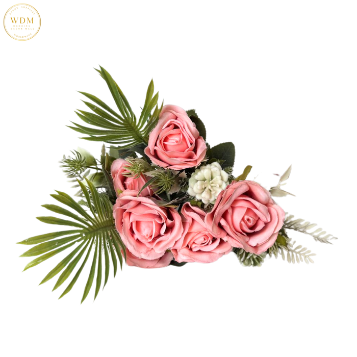6-Head Silk Rose Bunch with 3 Heavy Fillers