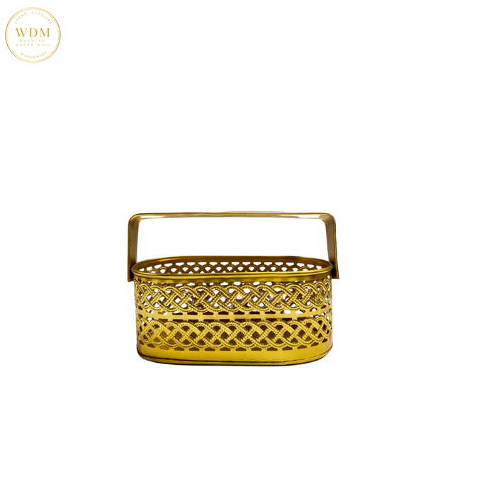 Gold Metal Basket with Handle