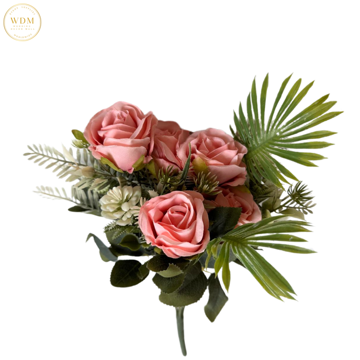 6-Head Silk Rose Bunch with 3 Heavy Fillers