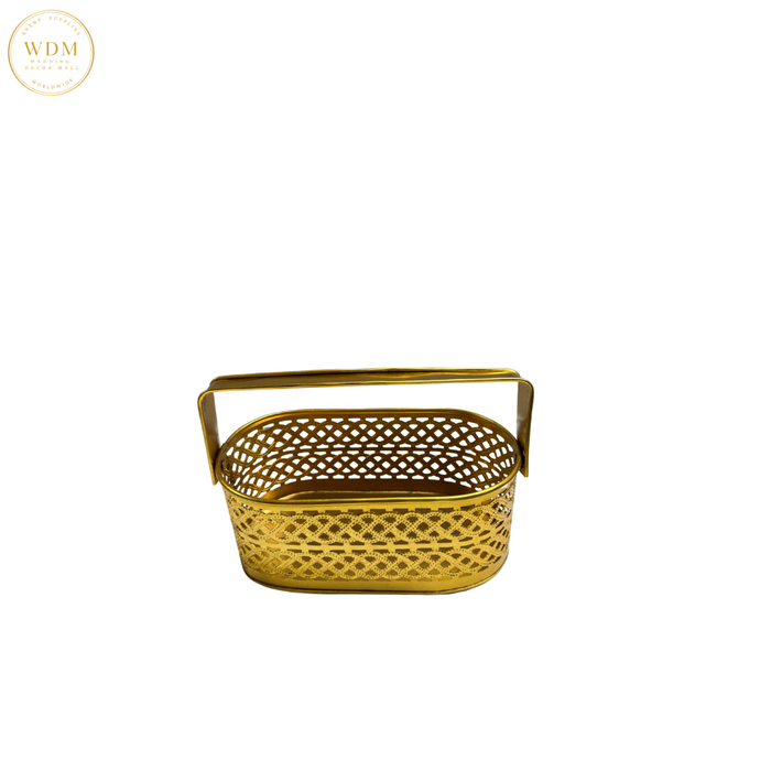 Gold Metal Basket with Handle