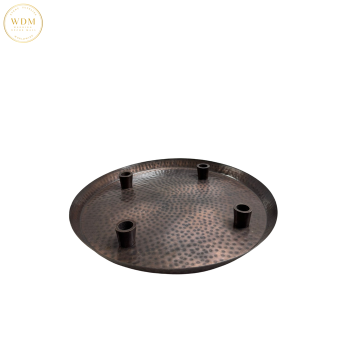 Hammered Metal Candle Holder Plate