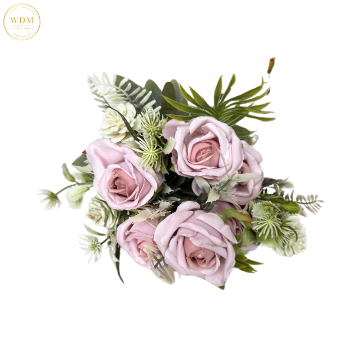 6-Head Silk Rose Bunch with 3 Heavy Fillers