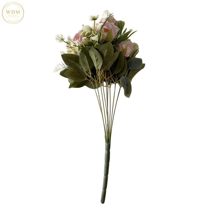 6-Head Silk Rose Bunch with 3 Heavy Fillers