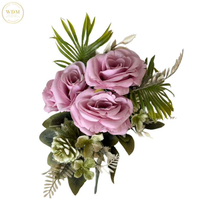 6-Head Silk Rose Bunch with 3 Heavy Fillers
