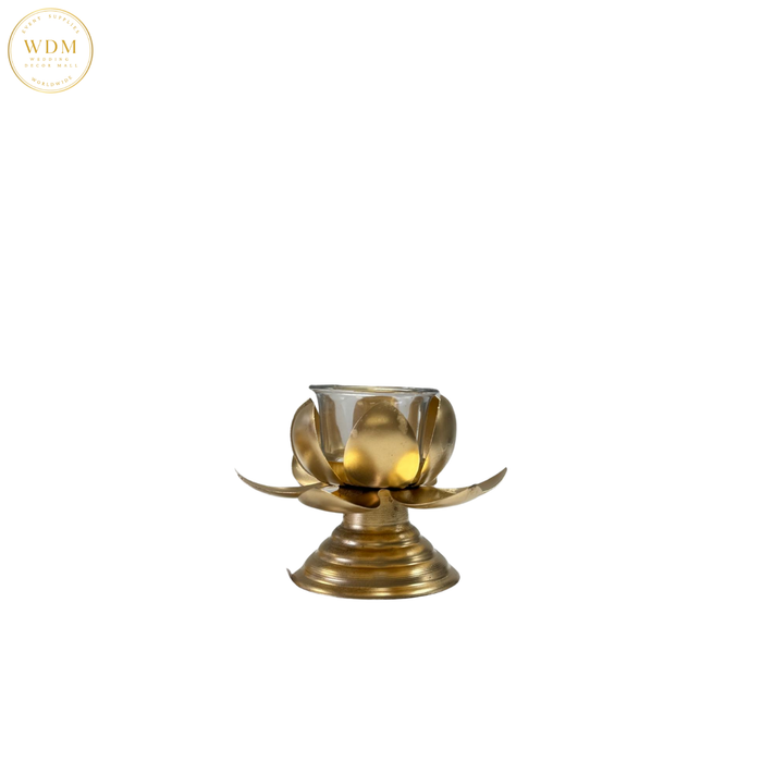 Lotus Tea Light Holder with Pedestal Base