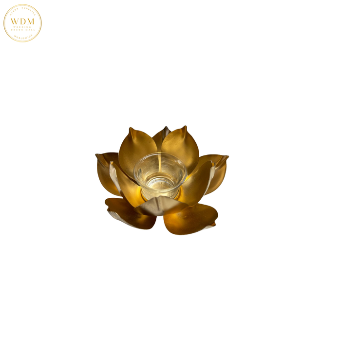 Lotus Tea Light Holder with Glass Cup