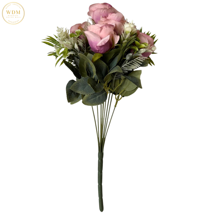 6 Head Rose & 3 White Bloom Mixed Bunch