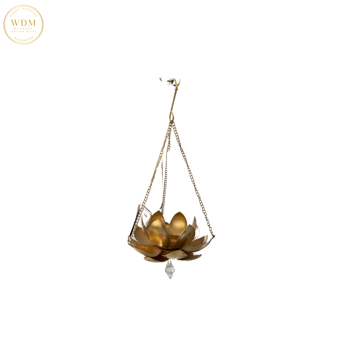 Hanging Gold Lotus Tea Light Holder